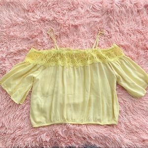 Yellow Off the Shoulder Lace Top